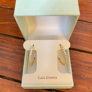 Rachel Ashwell Gold Cubic Zirconia Hoop Earrings NWT Hoops
